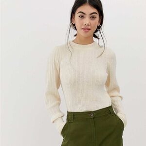 NWT ASOS DESIGN Rib Knit Jumper in Natural Look Yarn in Cream.